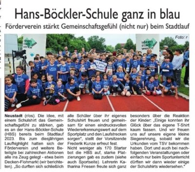 Hans-Böckler-Schülerinnen und Schüler in neuen Schulshirts beim Stadtlauf 2024