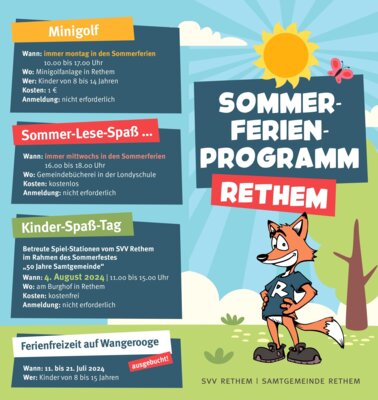 Sommer Ferien Programm Rethem (Bild vergrößern)