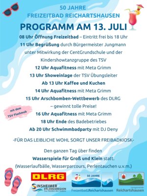 Programm Freibadjubiläum am 13. Juli 2024 (Bild vergrößern)
