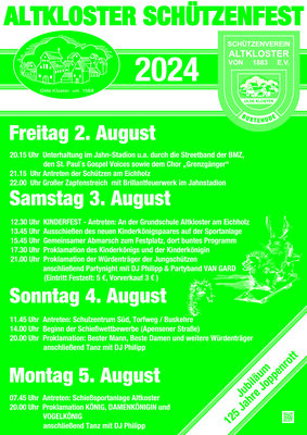 Schützenfest 2024 &gt; Programm zum Ausdrucken oder Speichern
