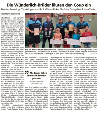 Meldung: Tischtennis Fritz-Göhns-Pokal
