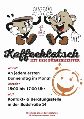 Foto zur Meldung: Geänderte Zeiten für den Kaffeeklatsch mit dem Bürgermeister