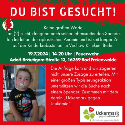 Lebensrettende Spende gesucht