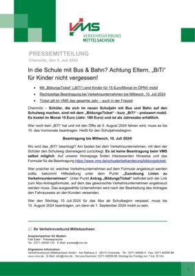 In die Schule mit Bus & Bahn? Achtung Eltern, „BiTi“ für Kinder nicht vergessen! (Bild vergrößern)