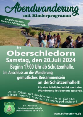 Meldung: Abendwanderung am 20.Juli um 17 Uhr an der Schützenhalle