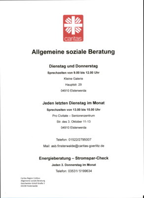 Allgemeine Sozialberatung durch die Caritas (Bild vergrößern)