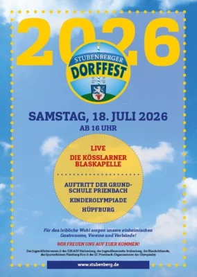 Dorffest findet am 18.07.2026 in Stubenberg statt