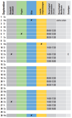Abfallkalender September (Bild vergrößern)