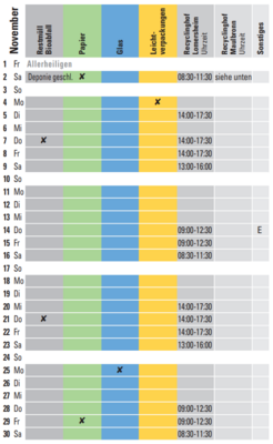 Abfallkalender November (Bild vergrößern)