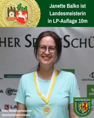 Janette Balko gewinnt die Goldmedaille bei der Landesmeisterschaft in Luftpistole-Auflage (Bild vergrößern)