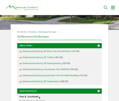 Stellenausschreibungen Amt Märkische Schweiz