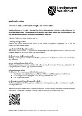 Foto zur Meldung: Landratsamt Waldshut - Medieninformation  Jobcenter des Landkreises bringt App an den Start
