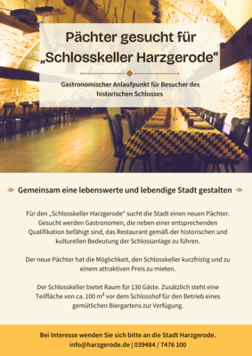 Pächter für den Schlosskeller Harzgerode gesucht (Bild vergrößern)