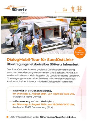 Foto zur Meldung: 50 Hertz informiert mit Infotour über Planungsstand zum SuedOstLink+