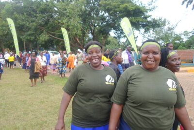 Two members of WoFaAK attending the rural womens day in Tharaka Nithi