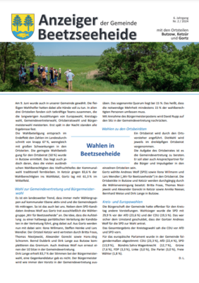 Meldung: Anzeiger der Gemeinde Beetzseeheide Ausgabe 02/2024