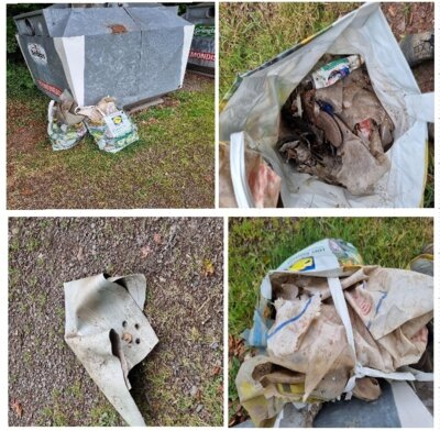 Illegale Entsorgung von Abfällen am Glascontainer
