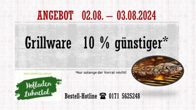 Angebot: 10 % Rabatt  auf Grillware