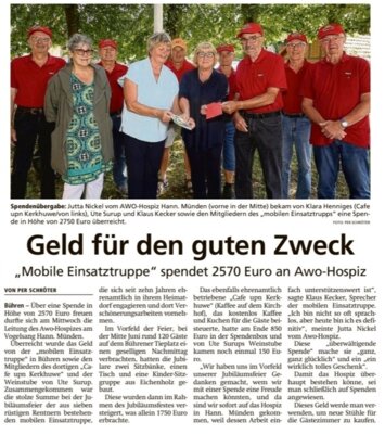 Spendenübergabe aus Bühren