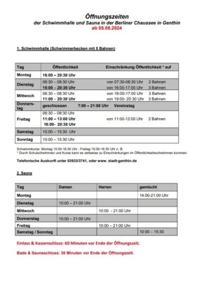 Foto zu Meldung: Sommerpause beendet, Öffnungszeiten der Sport- und Schwimmhalle