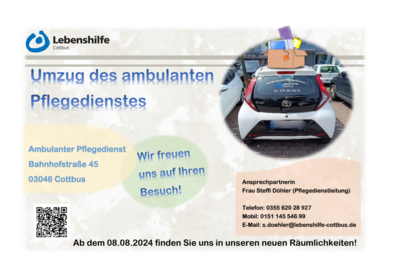 Link zu: +++ Umzug des ambulanten Pflegedienstes +++