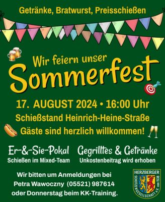 Wir feiern unser Sommerfest! 🍻🎯🌭🥂 (Bild vergrößern)
