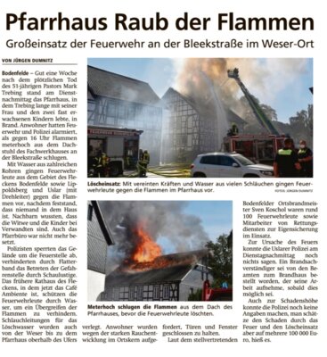 Brand des Pfarrhausen (Bild vergrößern)