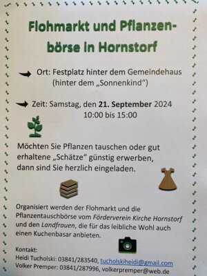 Flohmarkt und Pflanzentauschbörse am 21.9.2024