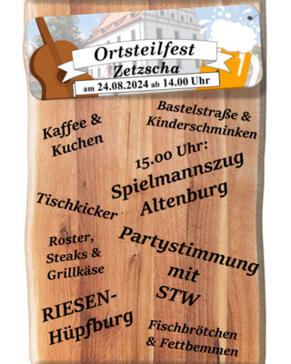 Zetzscha: Ortsteil feiert am 24. August (Bild vergrößern)