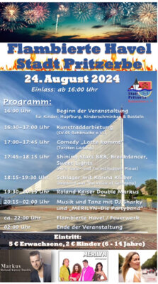 Flambierte Havel in Pritzerbe am 24. August 2024 (Bild vergr&ouml;&szlig;ern)