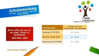 Schulanmeldung für das Schuljahr 2025/2026 (Bild vergrößern)