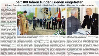100-Jahrfeier Krieger-, Reservisten- und Bürgerverein Haindlfing/Itzling