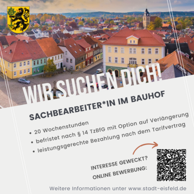 STELLENAUSSCHREIBUNG Sachbearbeiter*in im Bauhof Eisfeld (Bild vergrößern)