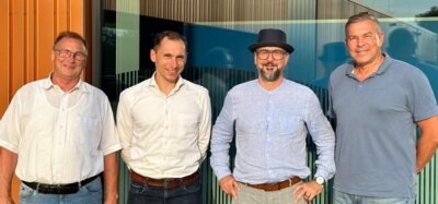 gegefa-Geschäftsführer Dirk Albrecht und Philipp Gall, Bürgermeister Heiko Richter und gegefa-Aufsichtsratsvorsitzender Sven Steller