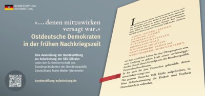 Meldung: September 2024 – Ausstellung „Ostdeutsche Demokraten in der frühen Nachkriegszeit“