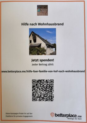 Spendenaktion - Hilfe nach Wohnhausbrand (Bild vergrößern)