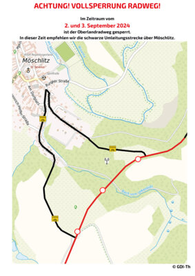 Sperrung des Oberlandradweges (Bild vergrößern)