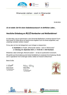8. Denkfabrik am 3. September