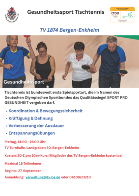 Neuer Gesundheitssport Kurs für Senioren