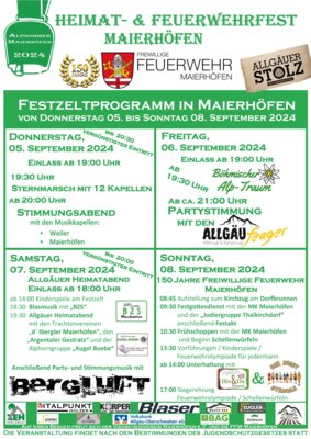 Heimat- und Feuerwehrfest vom 05. - 08. September 2024 in Maierhöfen (Bild vergrößern)