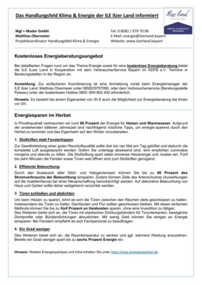 Das Handlungsfeld Klima und Energie der ILE Ilzer Land informiert (Bild vergrößern)