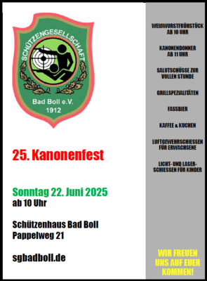 Meldung: Ankündigung zum 25. Kanonenfest am 22.06.2025