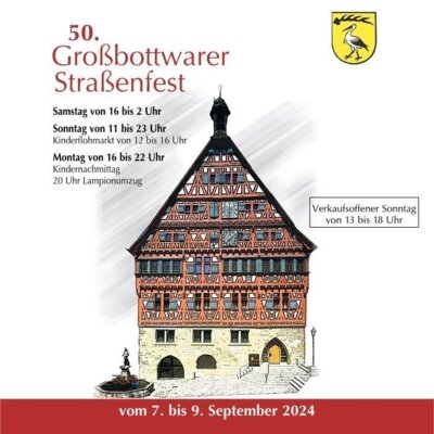 Großbottwarer Straßenfest vom 7. bis 9. September 2024