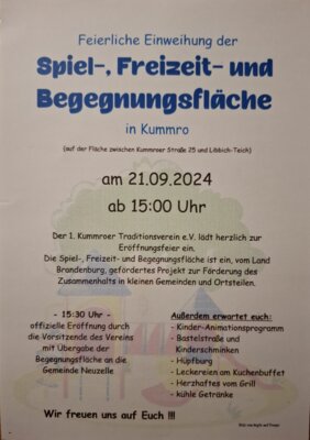 Feierliche Einweihung der Spiel-, Freizeit und Begegnungsfläche in Kummro am 21.09.2024 (Bild vergrößern)