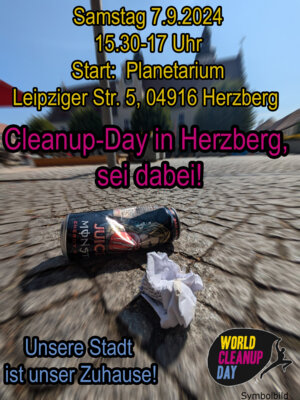 Herzberg macht mit beim #WorldCleanupDay! 🌍 Am 07.09.2024, 15:30-17:00 Uhr