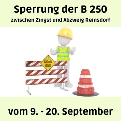 Sperrung B250 vom 9.- 20. September