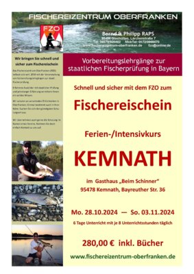 Vorbereitungslehrgang des  FZO für die staatliche Fischerprüfung - Ferienkurs