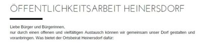 Öffentlichkeitsarbeit der Gemeinde Heinersdorf