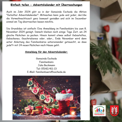 Geteiltem Adventskalender der Gemeinde Eschede 2024 (Bild vergr&ouml;&szlig;ern)