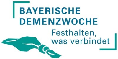 Das Logo der Bayerischen Demenzwoche. Mit Schriftzug "Festhalten, was verbindet". Farben in Blautönen gehalten. (Bild vergrößern)
